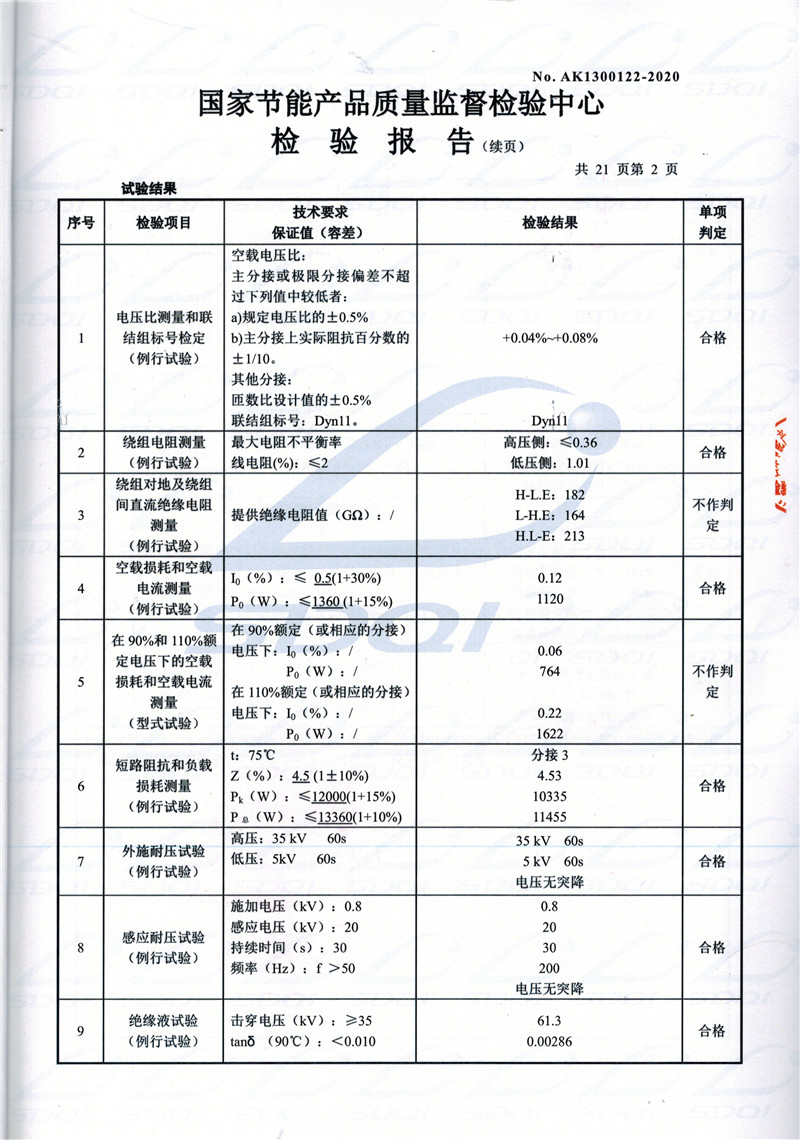 高低压试验报告-S11-1250策勒策勒策勒油浸式变压器-2.jpg